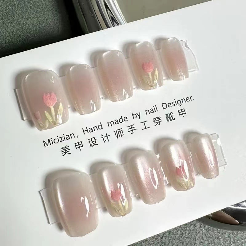 Luxury Handmade Press-On Nails Set - Elegant Nail Art Patches