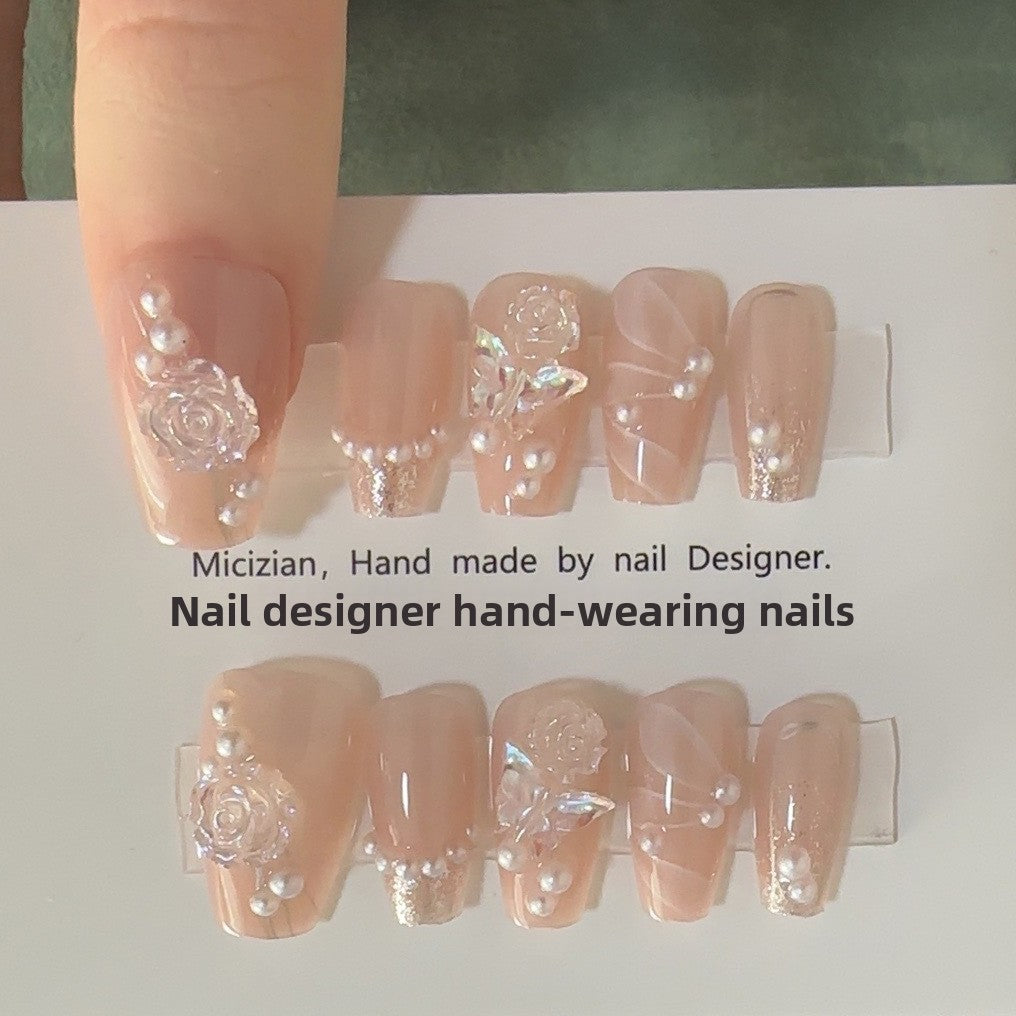 Luxury Handmade Press-On Nails Set - Elegant Nail Art Patches