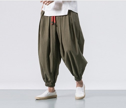 Men's Cotton Linen Casual Harem Pants Comfort Fit Cotton Linen Harem Pants for Men