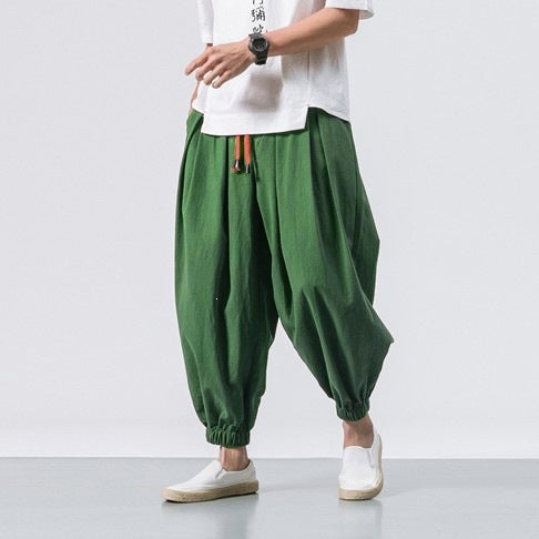Men's Cotton Linen Casual Harem Pants Comfort Fit Cotton Linen Harem Pants for Men