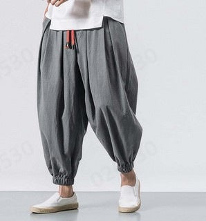 Men's Cotton Linen Casual Harem Pants Comfort Fit Cotton Linen Harem Pants for Men