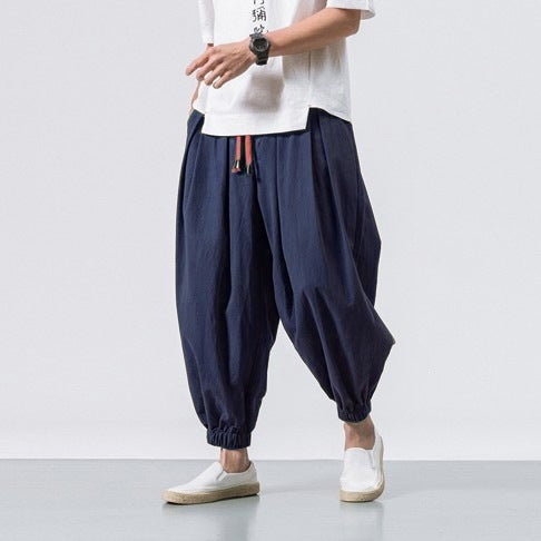 Men's Cotton Linen Casual Harem Pants Comfort Fit Cotton Linen Harem Pants for Men