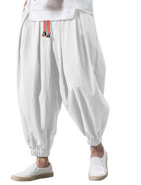 Men's Cotton Linen Casual Harem Pants Comfort Fit Cotton Linen Harem Pants for Men