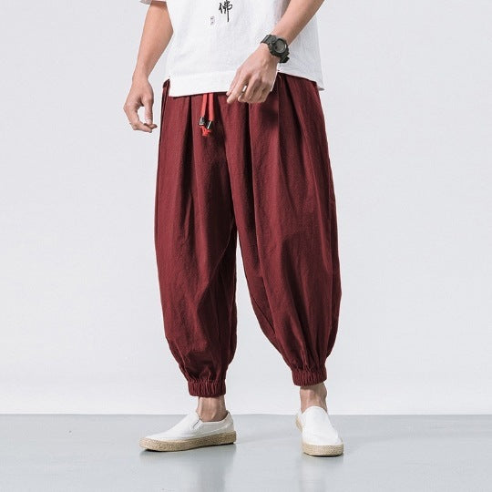 Men's Cotton Linen Casual Harem Pants Comfort Fit Cotton Linen Harem Pants for Men