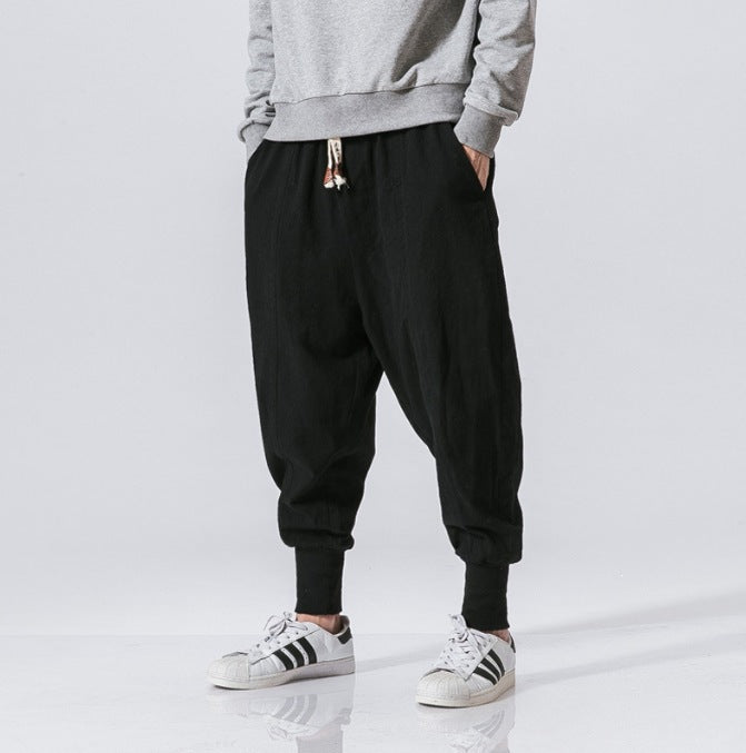 Men's Cotton Linen Casual Harem Pants Comfort Fit Cotton Linen Harem Pants for Men