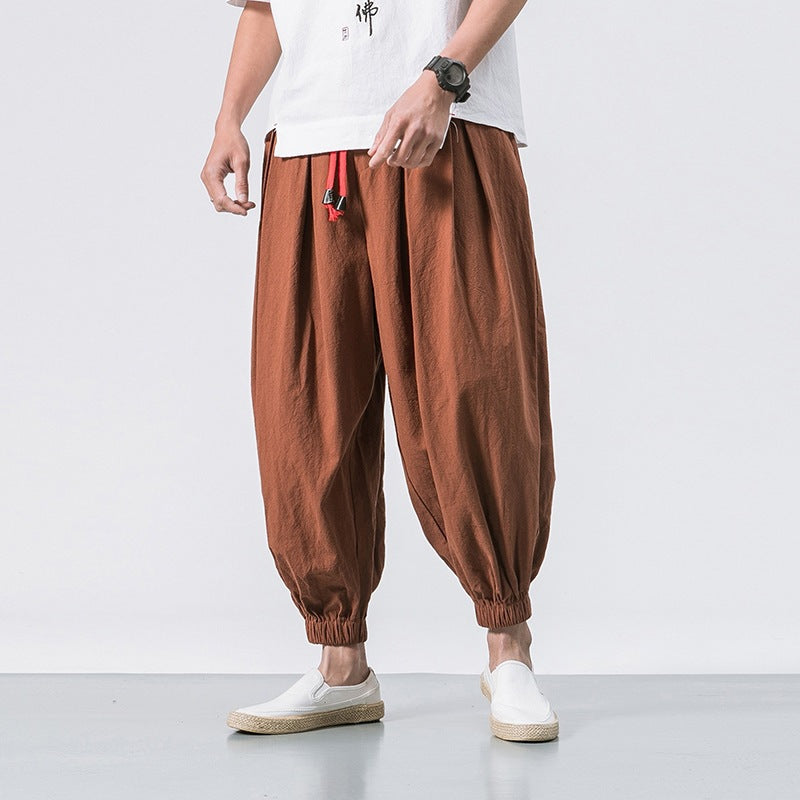 Men's Cotton Linen Casual Harem Pants Comfort Fit Cotton Linen Harem Pants for Men