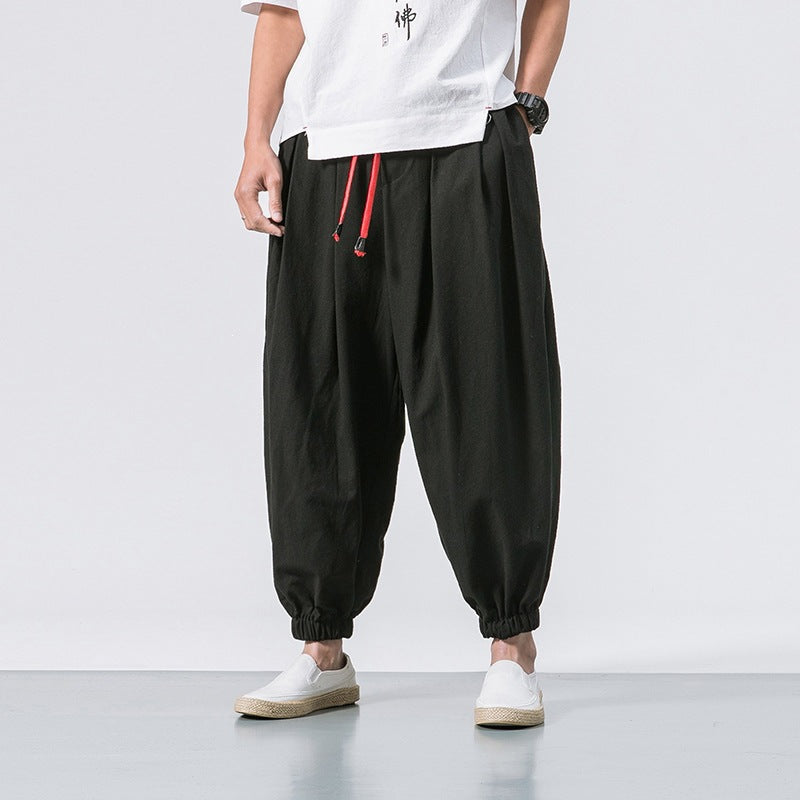 Men's Cotton Linen Casual Harem Pants Comfort Fit Cotton Linen Harem Pants for Men