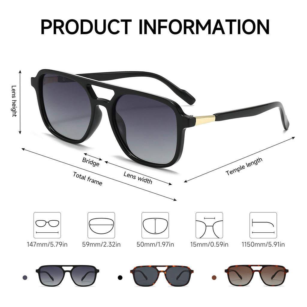 Retro Square Polarized Sunglasses for Men and Women - UV400 Protection Eyewear