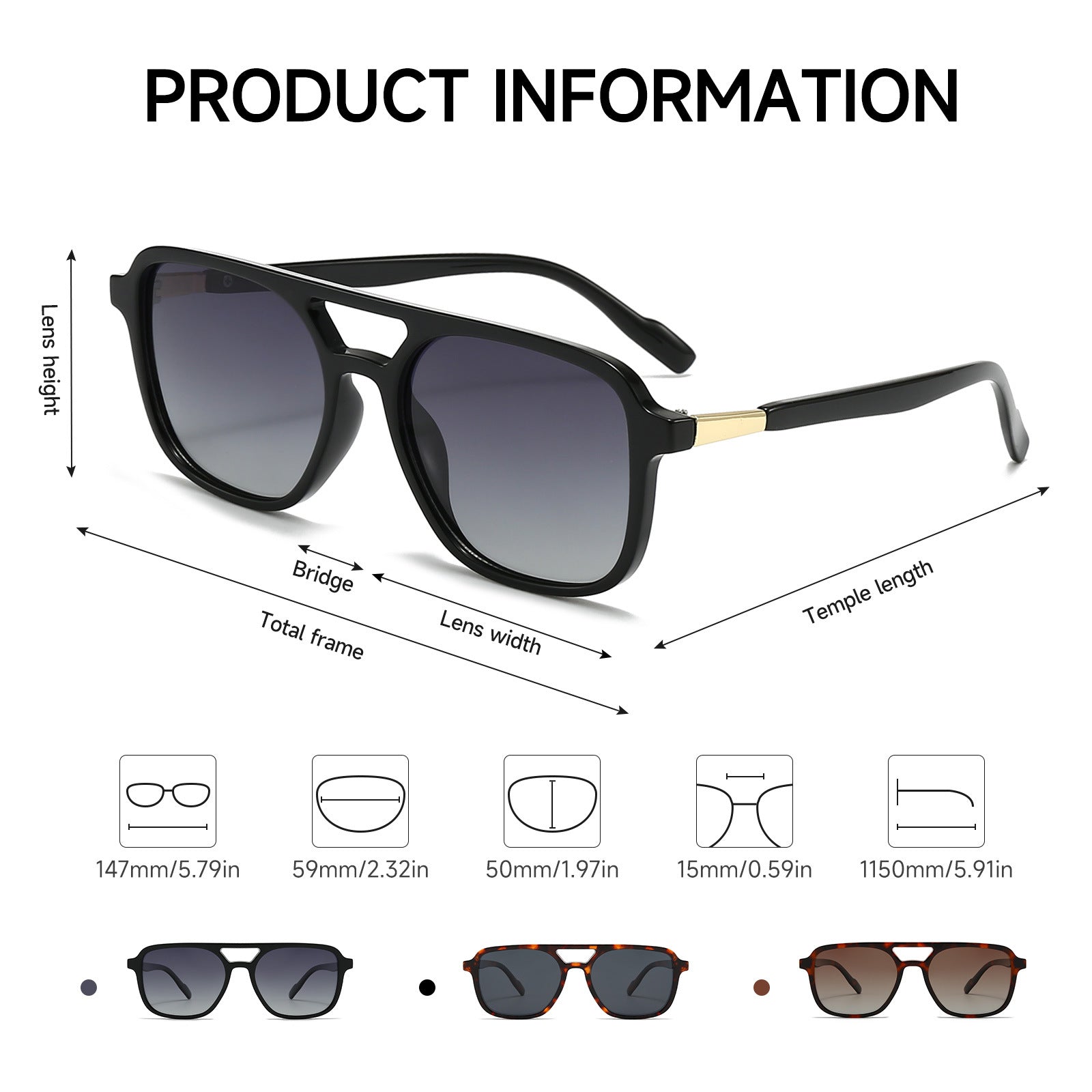 Retro Square Polarized Sunglasses for Men and Women - UV400 Protection Eyewear