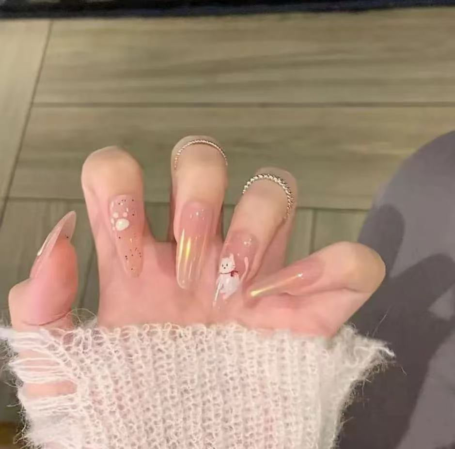 Luxury Handmade Press-On Nails Set - Elegant Nail Art Patches
