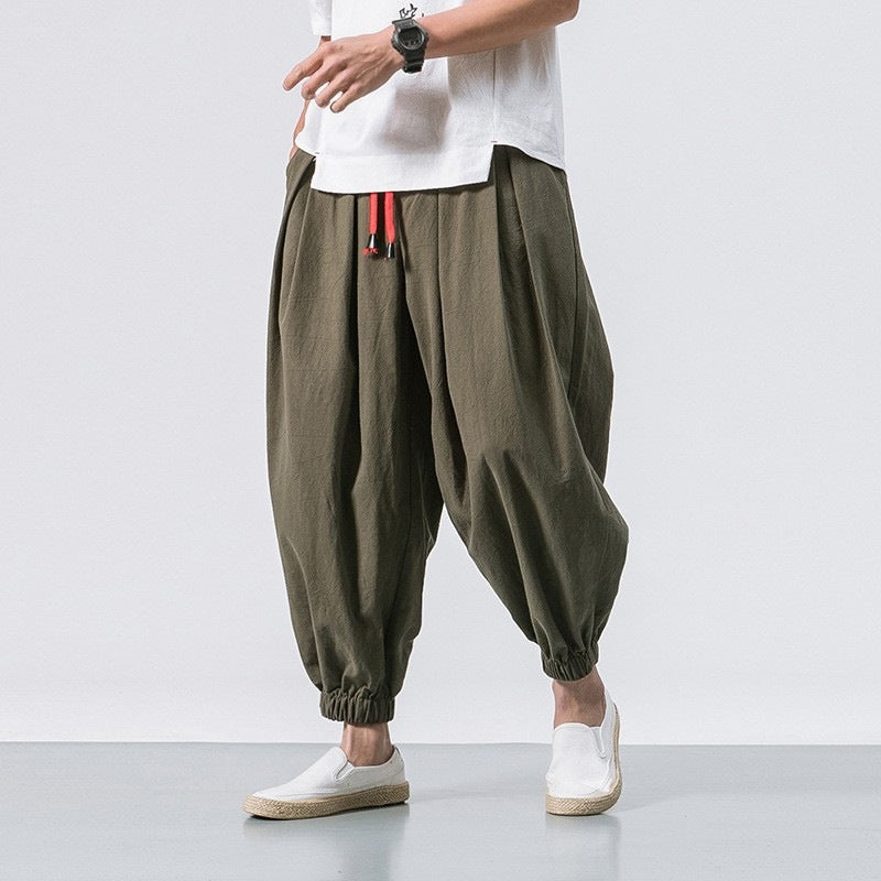 Men's Cotton Linen Casual Harem Pants Comfort Fit Cotton Linen Harem Pants for Men