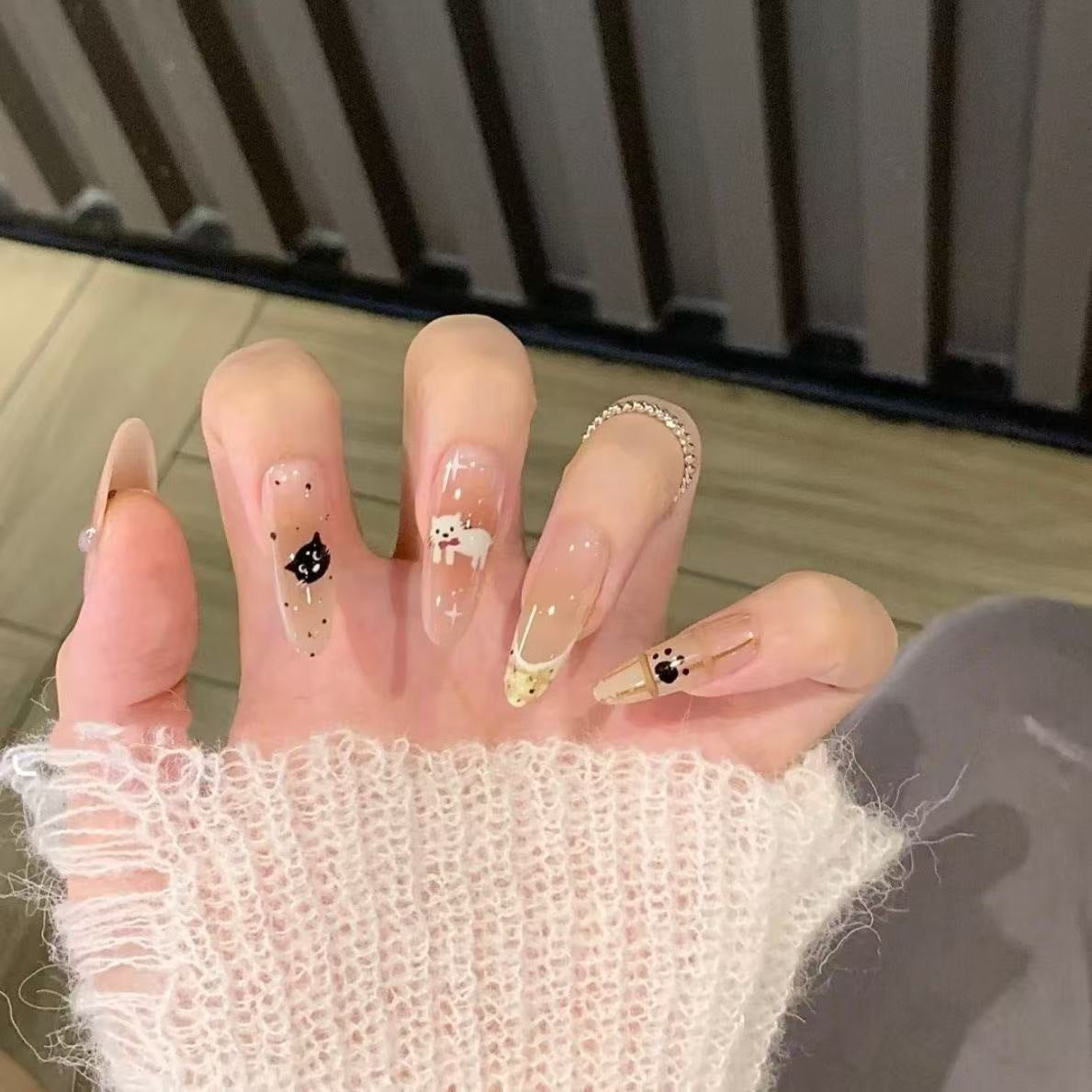 Luxury Handmade Press-On Nails Set - Elegant Nail Art Patches