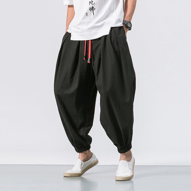 Men's Cotton Linen Casual Harem Pants Comfort Fit Cotton Linen Harem Pants for Men