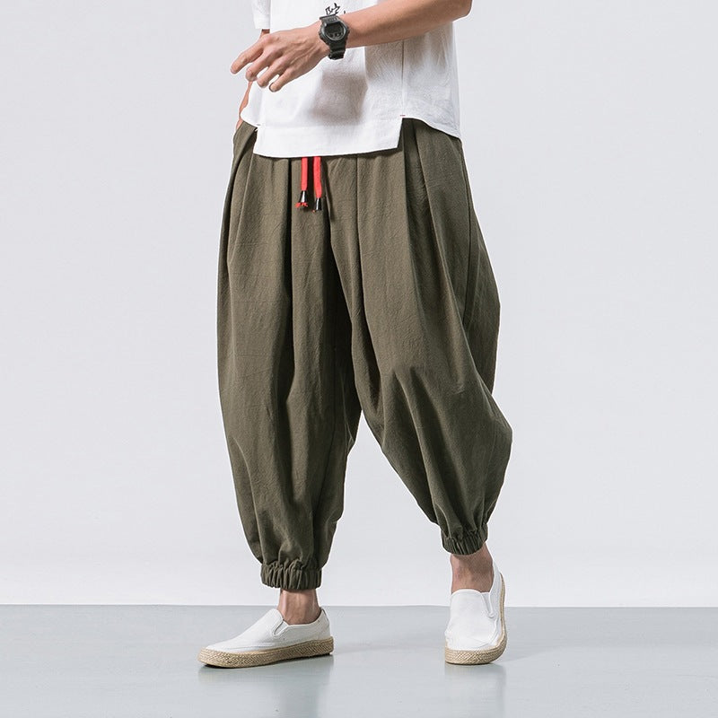 Men's Cotton Linen Casual Harem Pants Comfort Fit Cotton Linen Harem Pants for Men